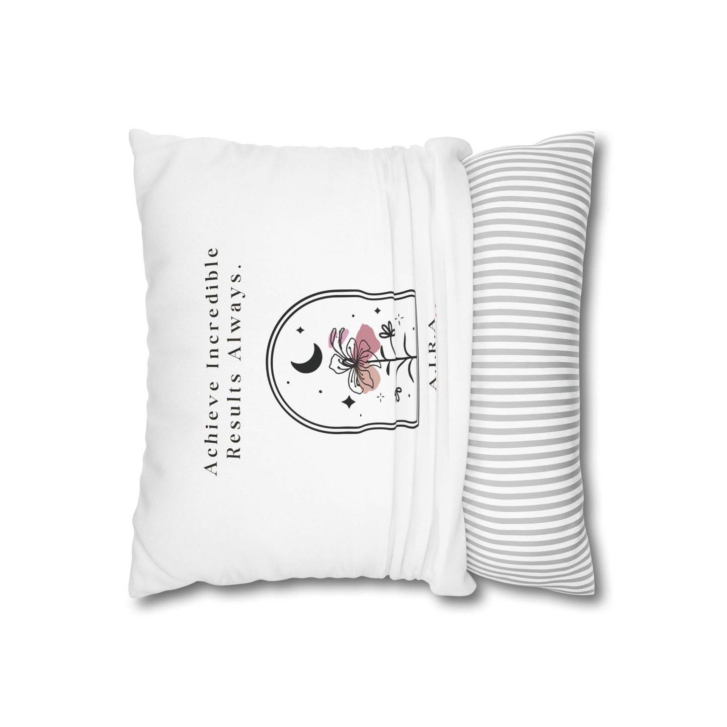 Personalized Initial Quote Floral Moon — Custom Sayings on Square Poly Canvas Pillowcase