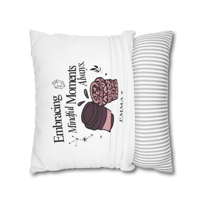 Personalized Initial Quote Girly Coffee — Custom Sayings on Square Poly Canvas Pillowcase