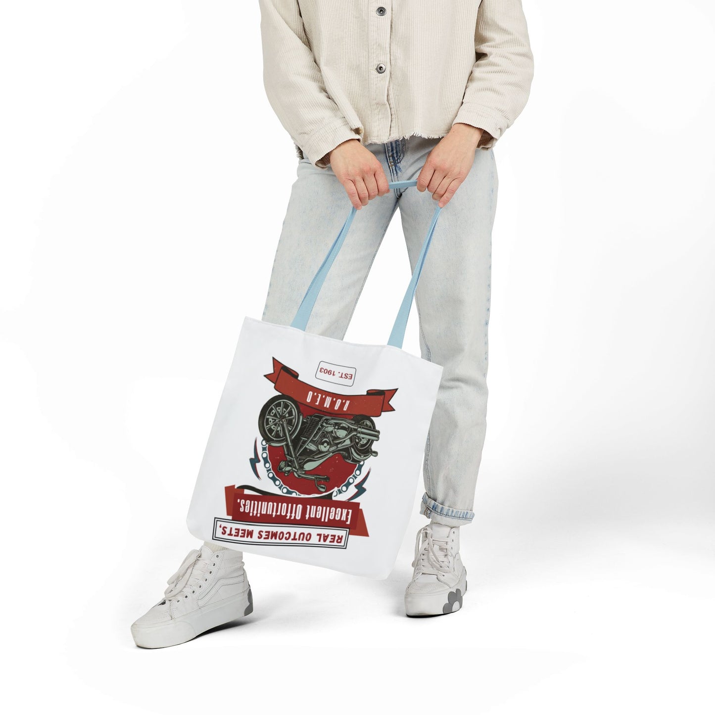 Personalized Initial Quote Motorcycle Canvas Tote Custom Name