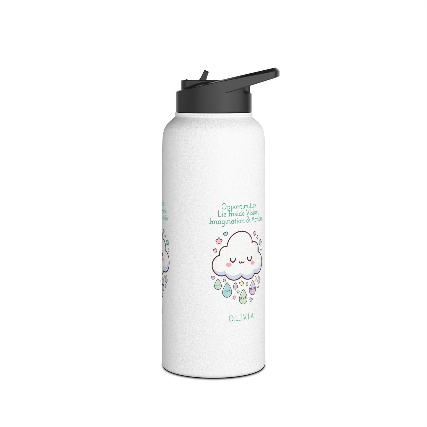 Personalized Initial Quote Cloud Dripping Stainless Steel Water Bottle