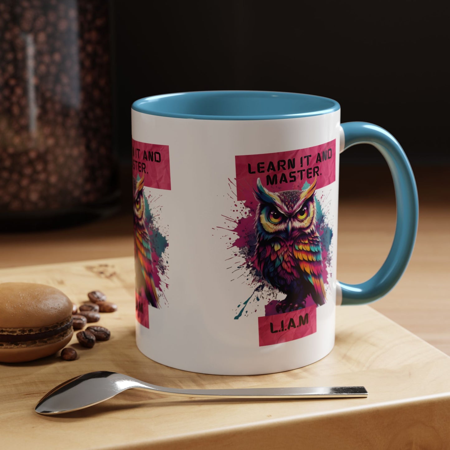 Personalized Initial Owl Accent Coffee Mug