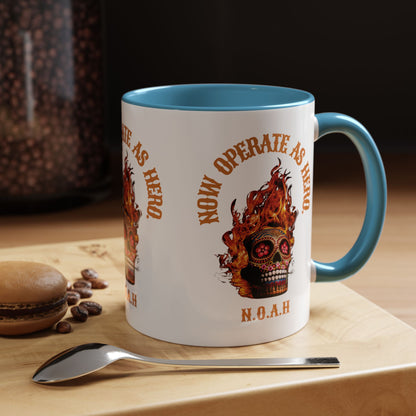 Personalized Initial Fire Skull Accent Coffee Mug