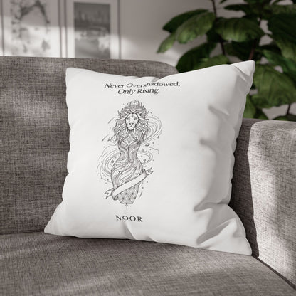 Personalized Initial Quote Girl Lion — Custom Sayings on Square Poly Canvas Pillowcase