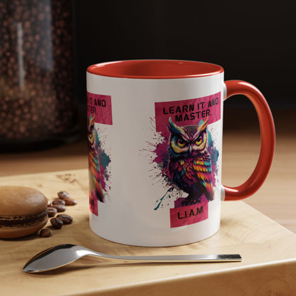 Personalized Initial Owl Accent Coffee Mug