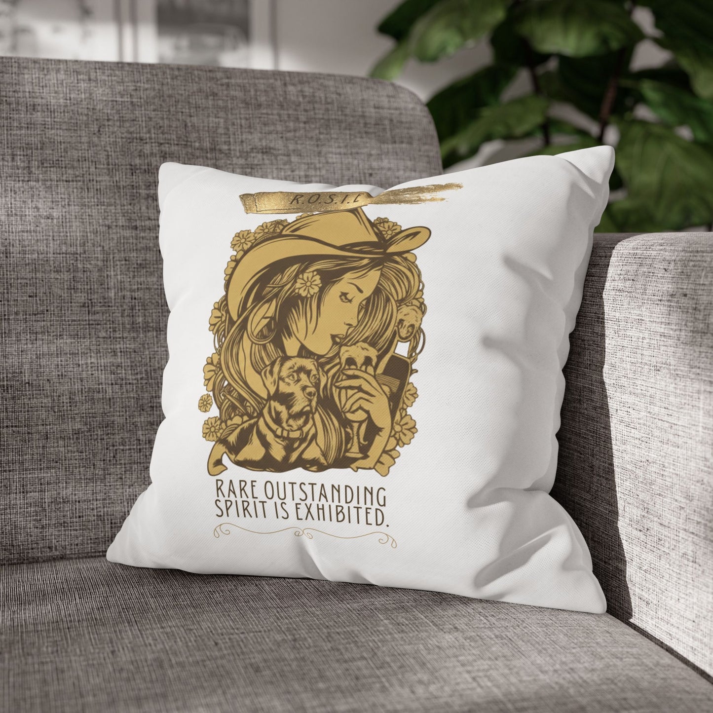 Personalized Initial Quote Golden Girl — Custom Sayings on Square Poly Canvas Pillowcase