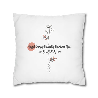 Personalized Initial Floral Minimalist — Custom Sayings on Square Poly Canvas Pillowcase