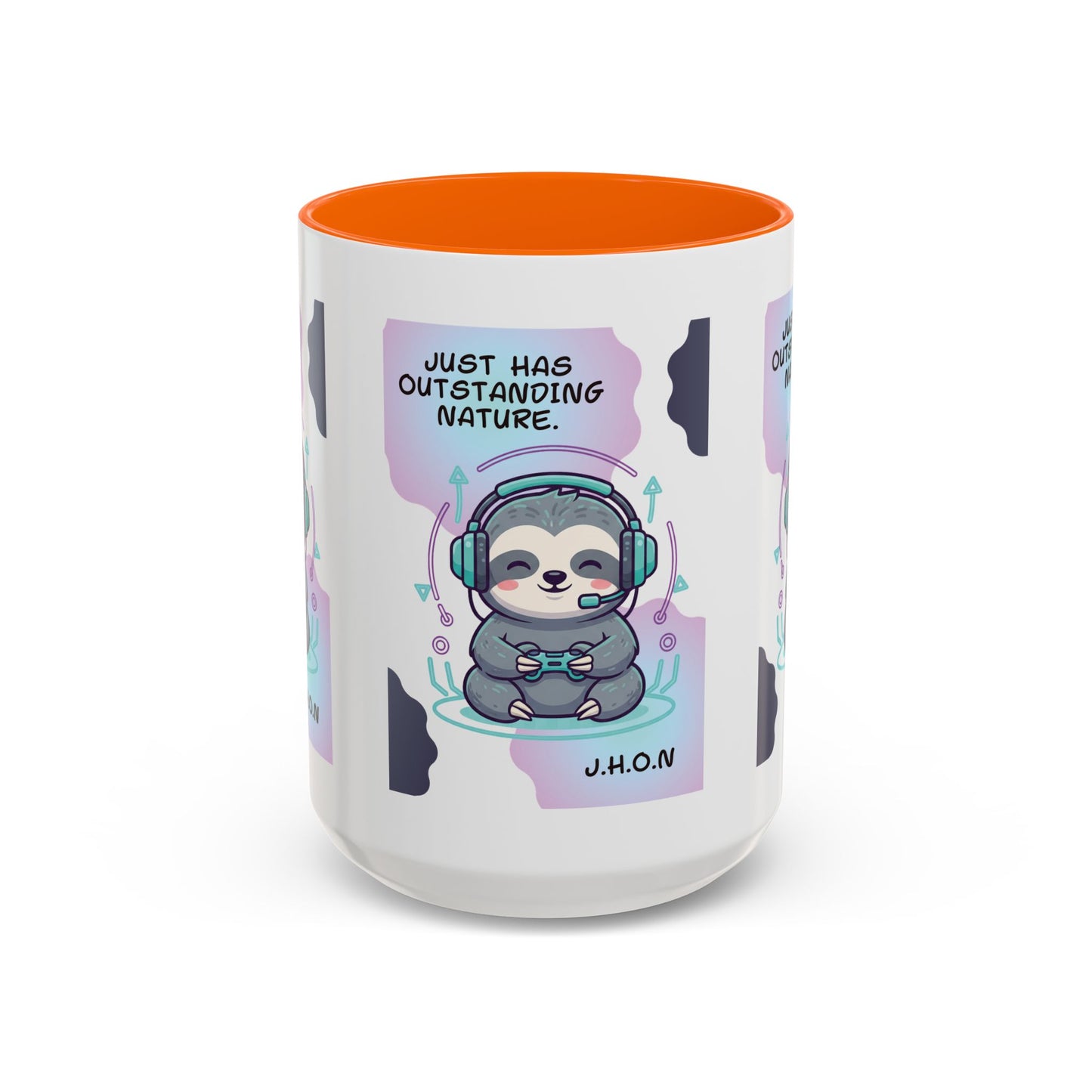 Personalized Initial Sloth Gamer Accent Coffee Mug