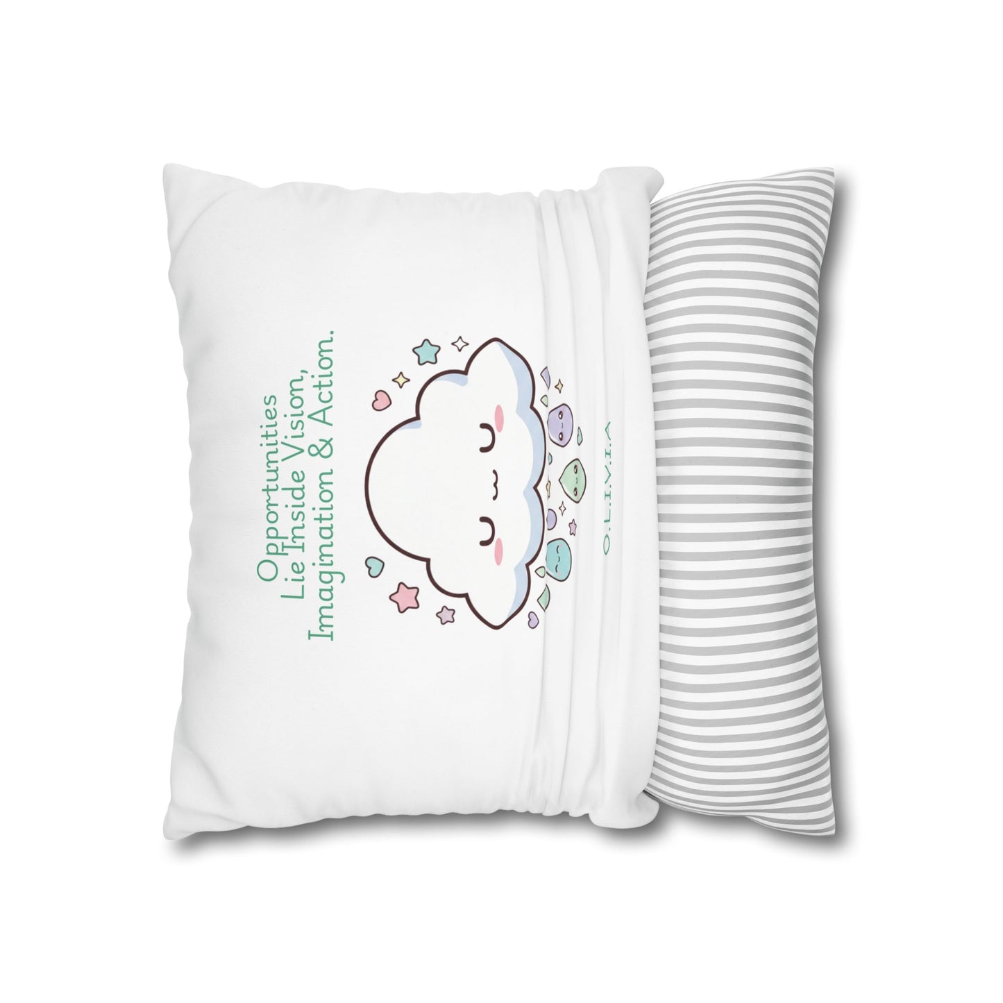 Personalized Initial Quote Cloud Dripping — Custom Sayings on Square Poly Canvas Pillowcase