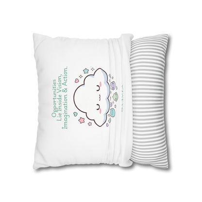 Personalized Initial Quote Cloud Dripping — Custom Sayings on Square Poly Canvas Pillowcase