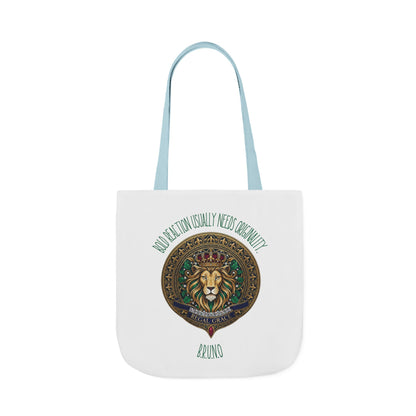 Personalized Initial Quote Circle Lion Canvas Tote Custom Name