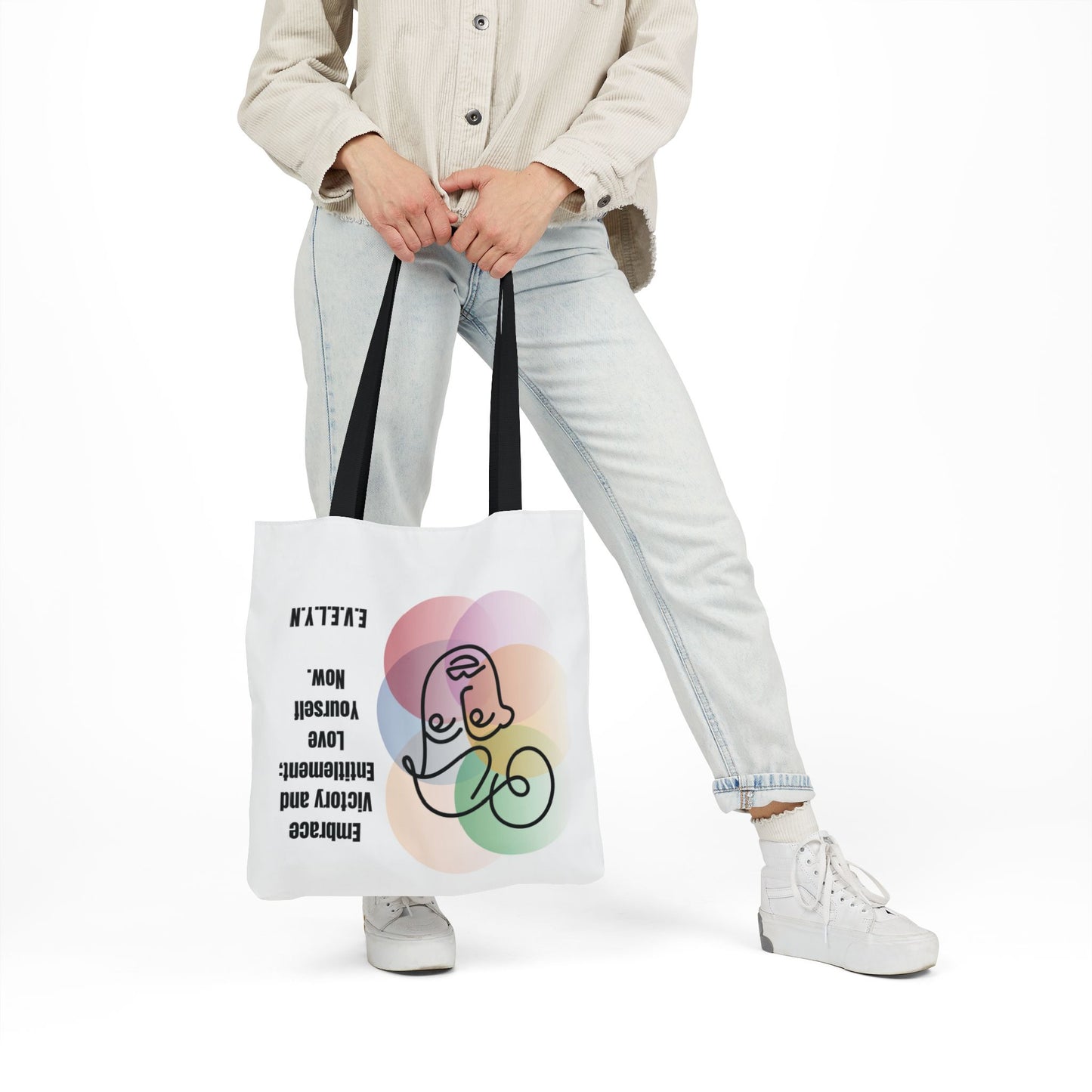 Personalized Initial Quote Sketch Girl Canvas Tote Custom Name