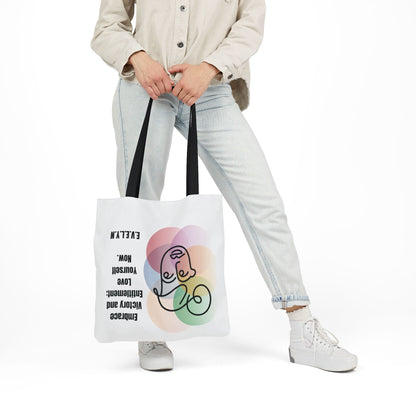 Personalized Initial Quote Sketch Girl Canvas Tote Custom Name