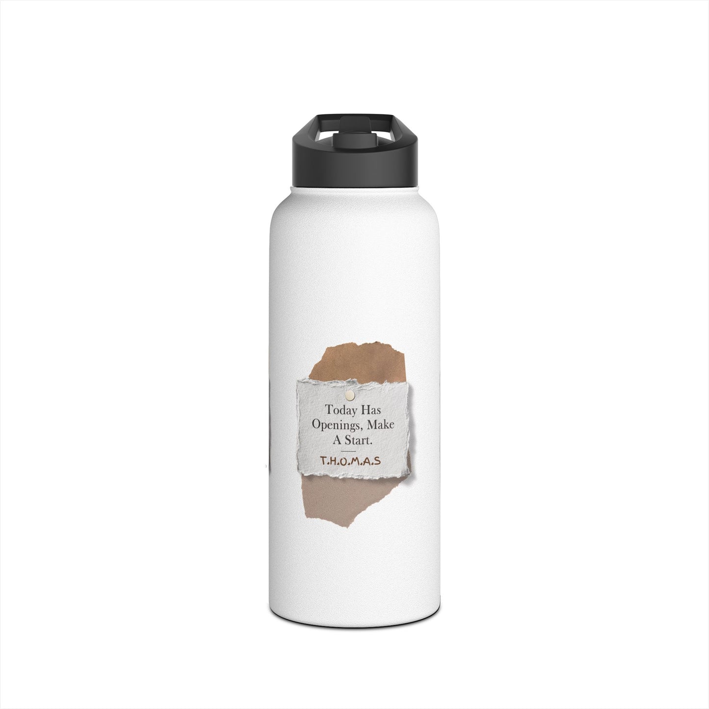 Personalized Initial Quote Torn Paper Note Stainless Steel Water Bottle