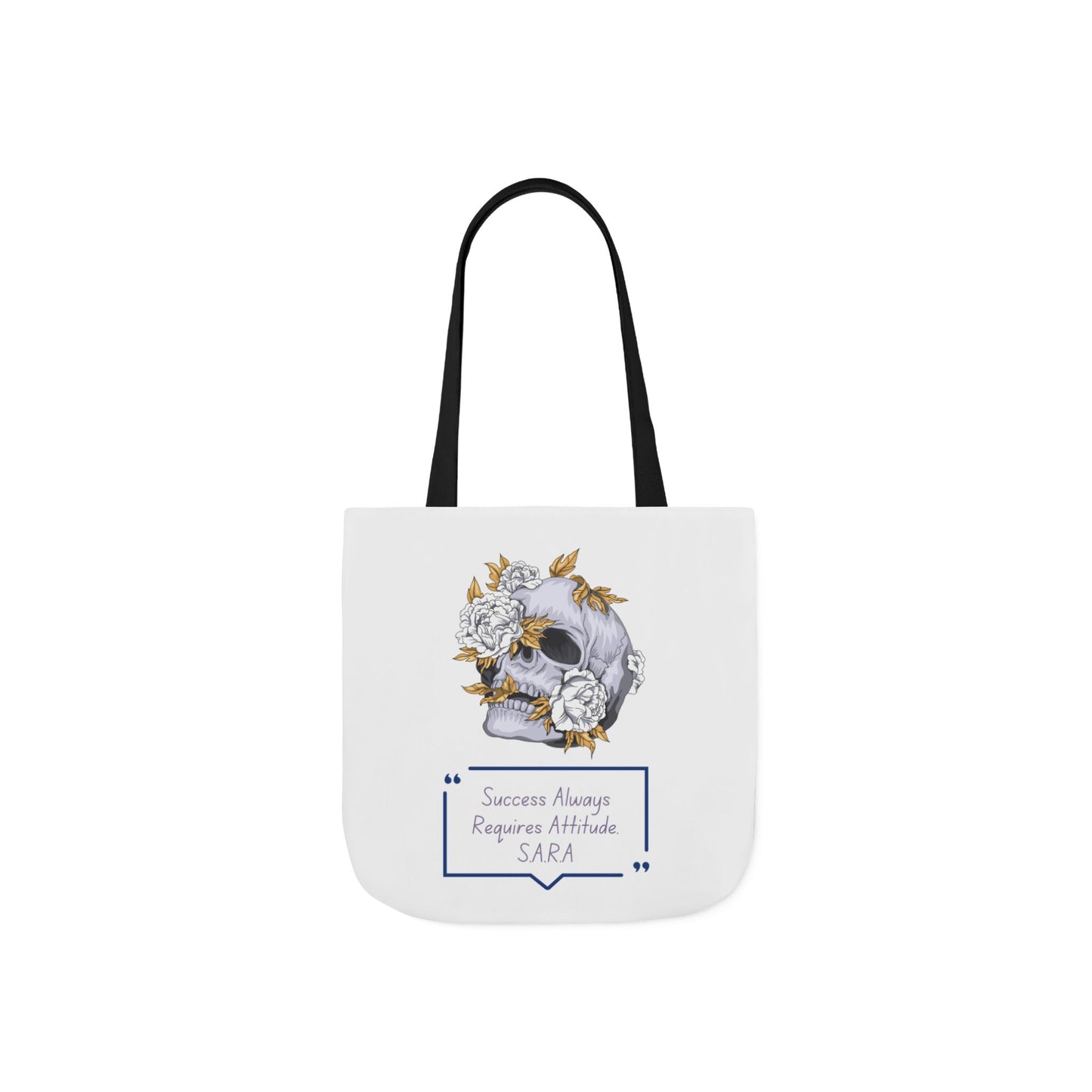 Personalized Initial Quote Floral Skull Canvas Tote Custom Name