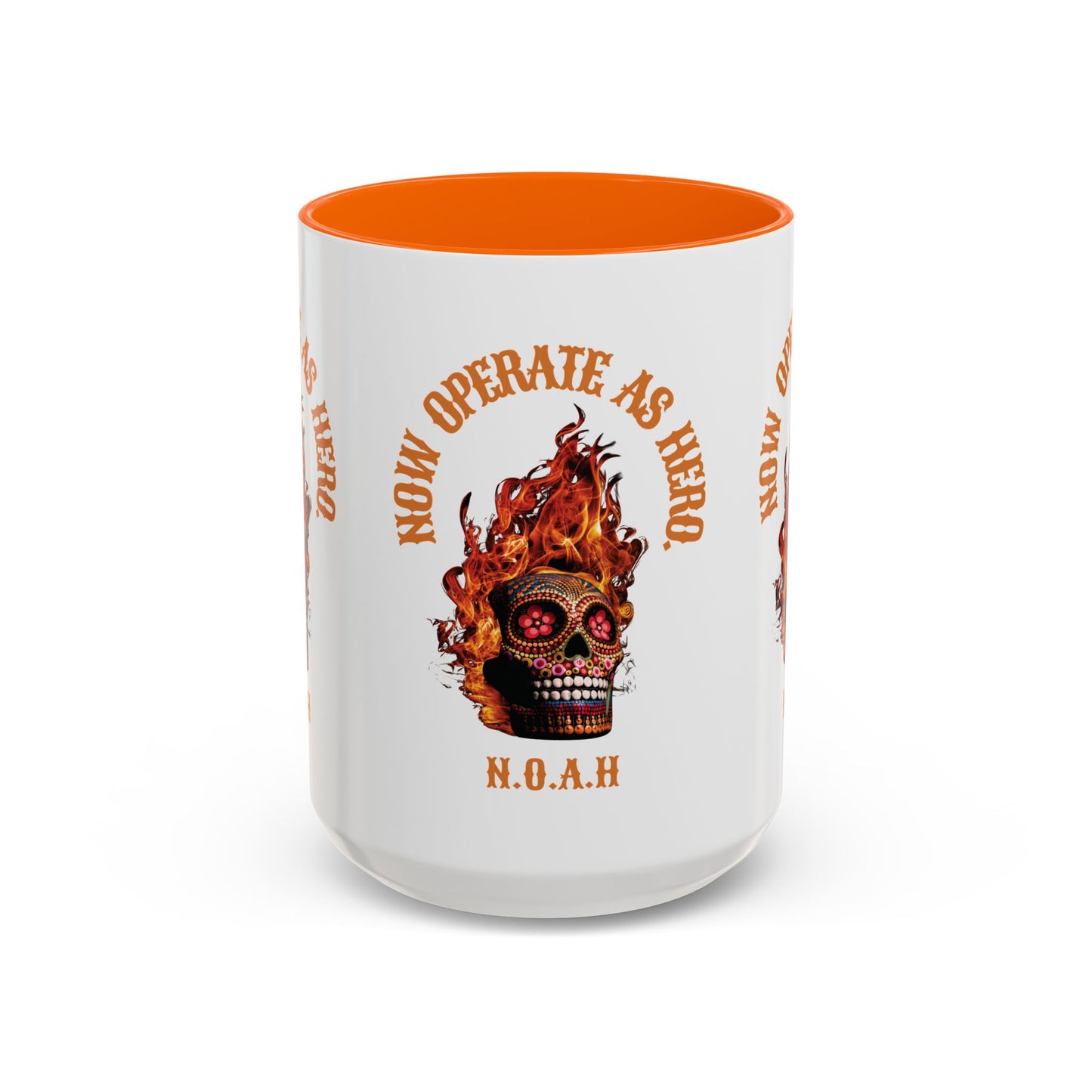 Personalized Initial Fire Skull Accent Coffee Mug