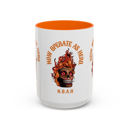 Personalized Initial Fire Skull Accent Coffee Mug