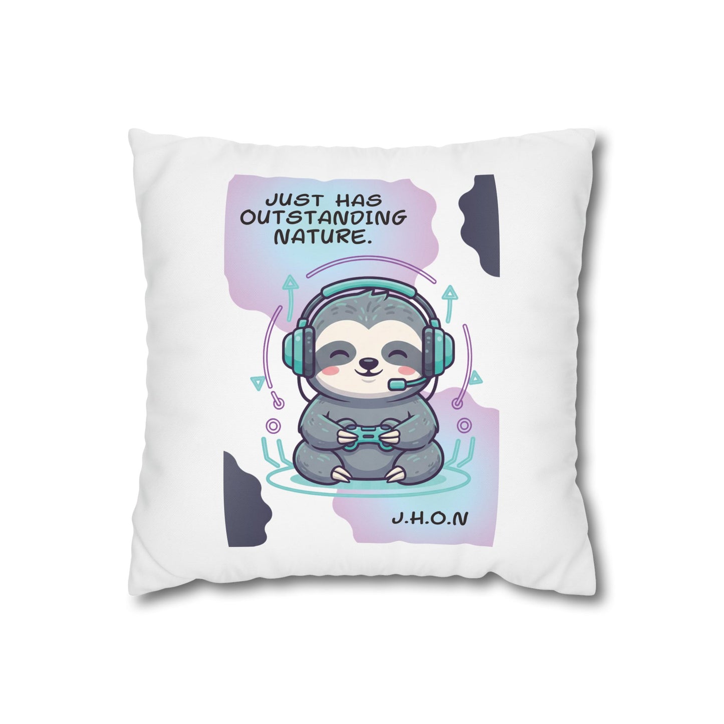 Customized monogrammed pillowcase with personalized quote. High-quality poly canvas square cushion cover, ideal for housewarming, wedding, or anniversary gifts with bespoke text.