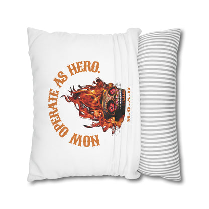 Personalized Initial Quote Fire Skull — Custom Sayings on Square Poly Canvas Pillowcase