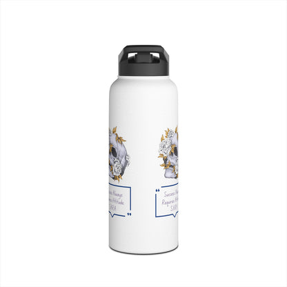 Personalized Initial Quote Floral Skull Stainless Steel Water Bottle