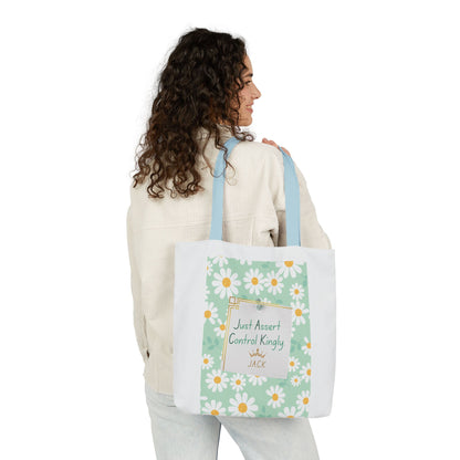 Personalized Initial Quote Floral Inspirational Canvas Tote Custom Name