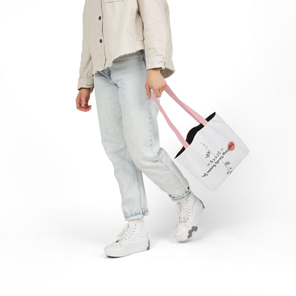 Personalized Initial Quote Floral Minimalist Canvas Tote Custom Name