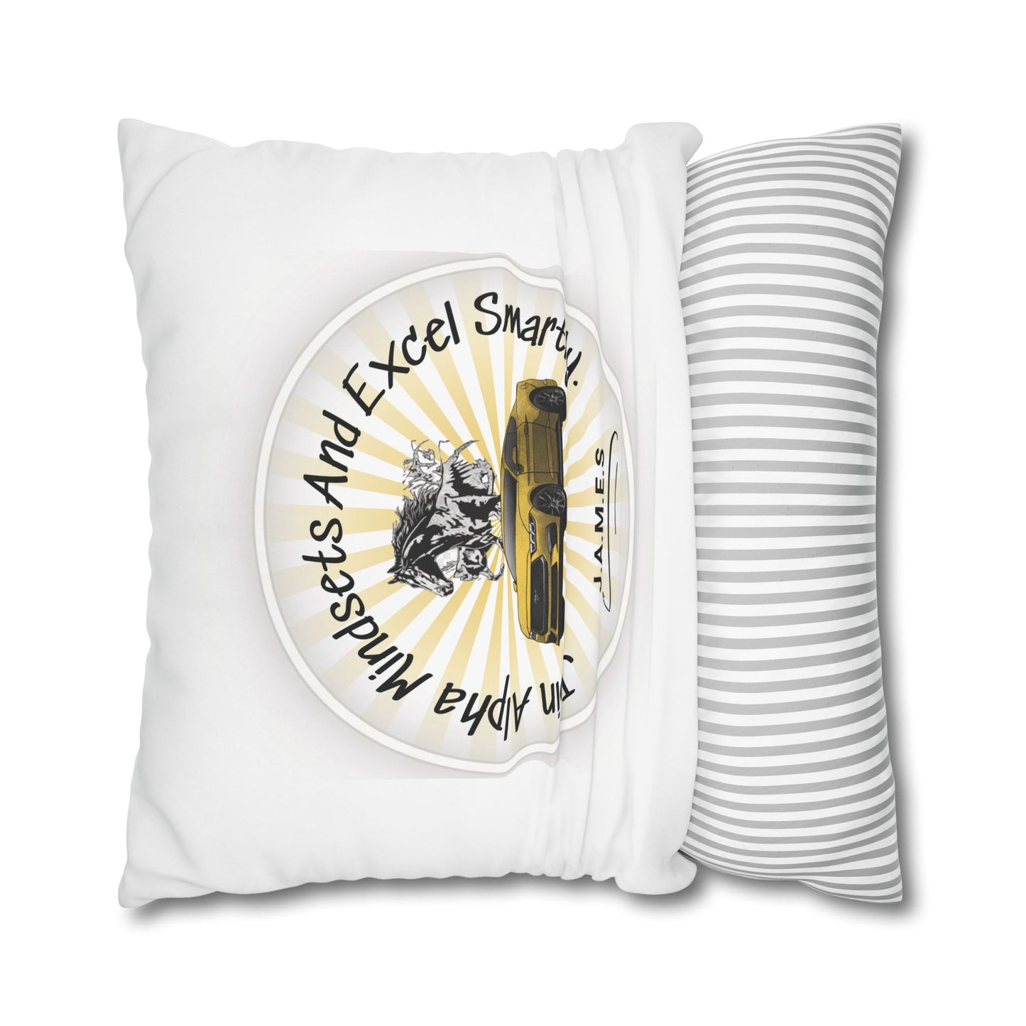 Personalized Initial Quote Horse Car — Custom Sayings on Square Poly Canvas Pillowcase