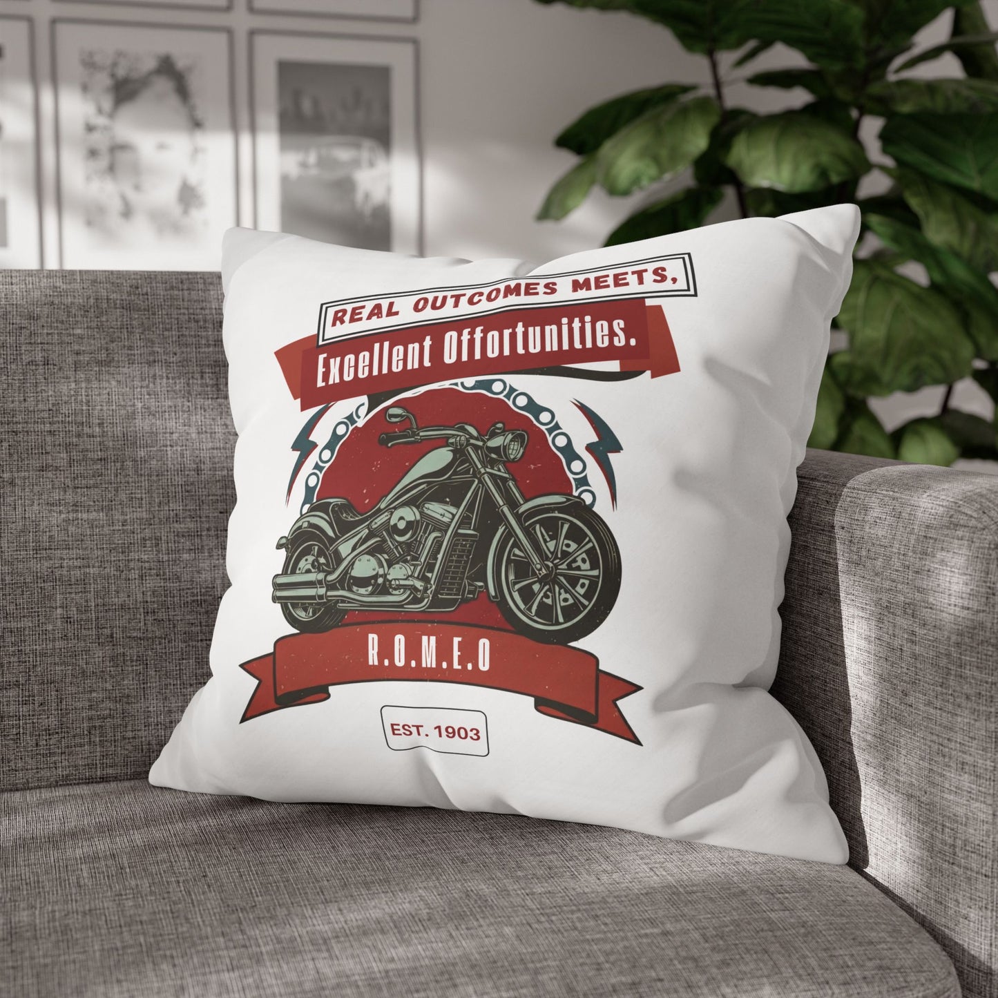 Personalized Initial Quote Motorcycle — Custom Sayings on Square Poly Canvas Pillowcase