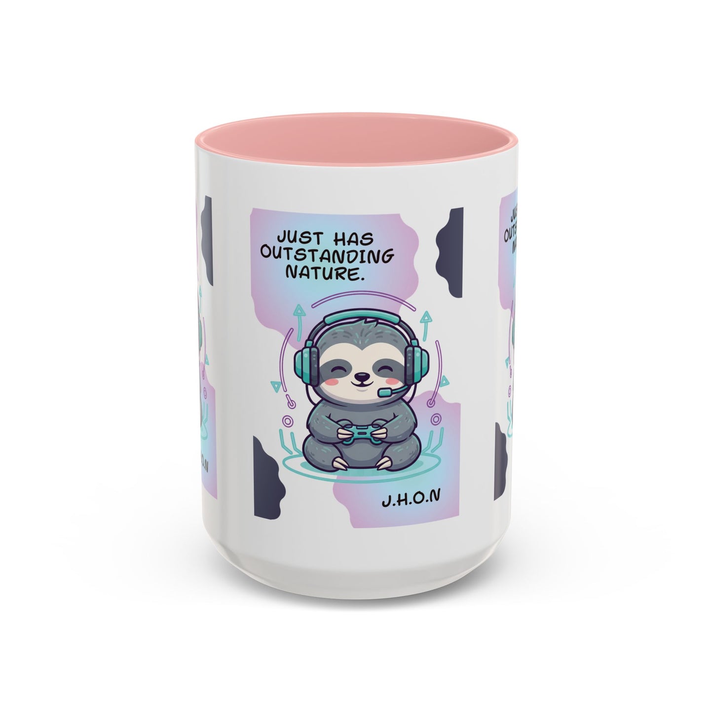 Personalized Initial Sloth Gamer Accent Coffee Mug