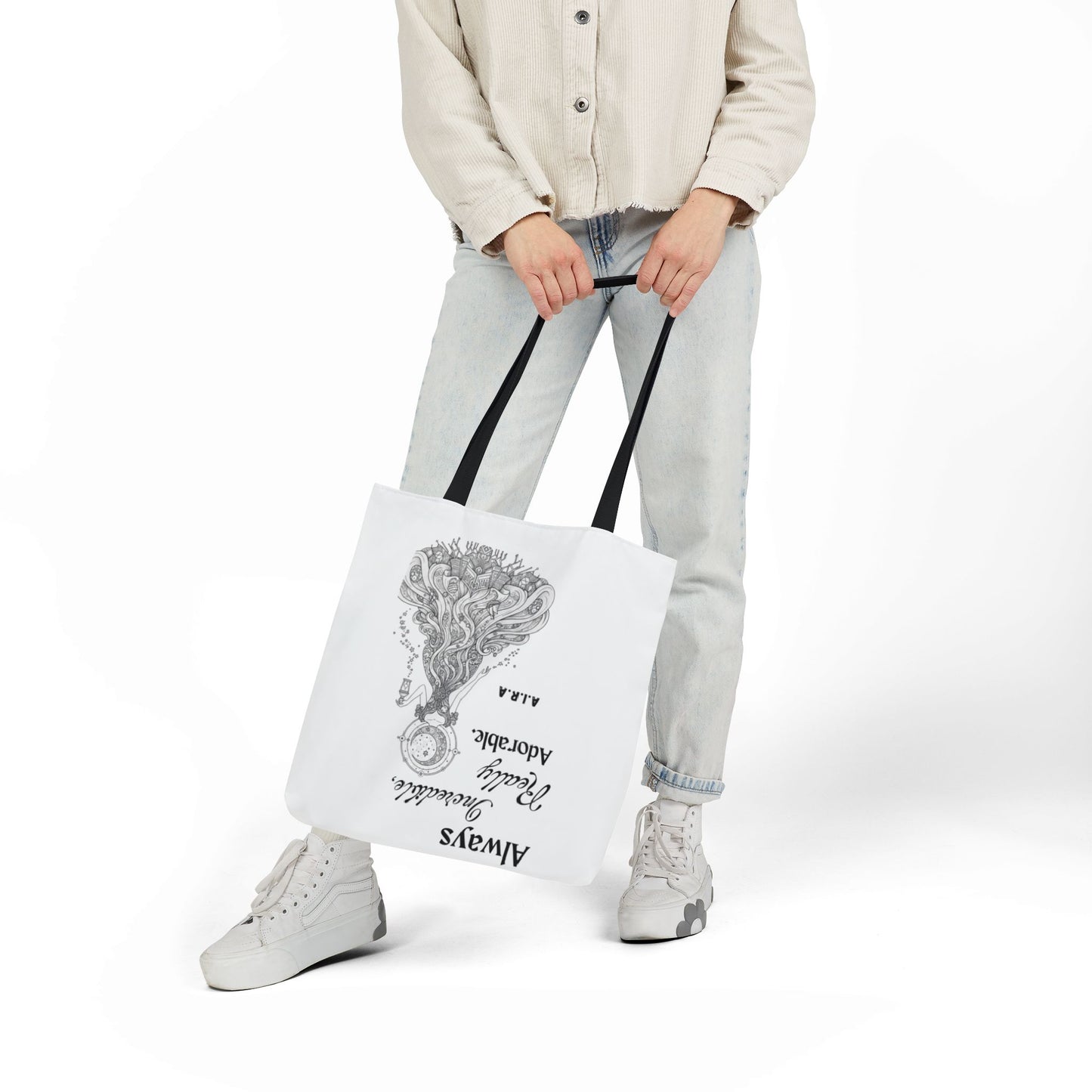 Personalized Initial Quote Light Girl Canvas Tote Custom Name