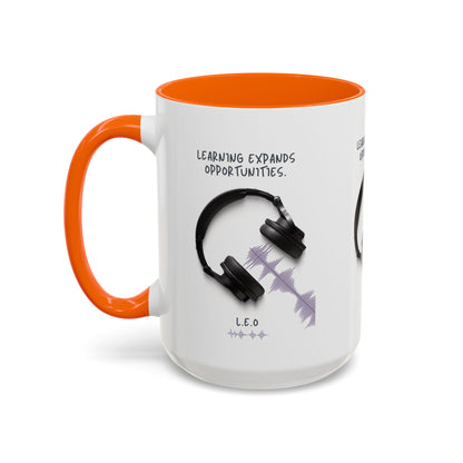 Personalized Initial Headphones Accent Coffee Mug