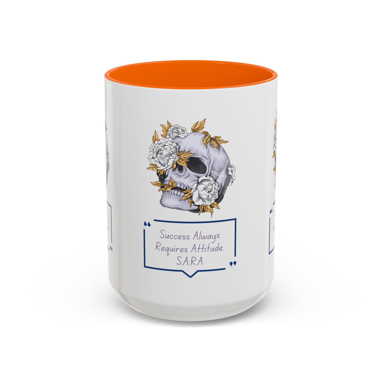 Personalized Initial Floral Skull Accent Coffee Mug