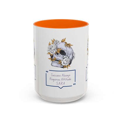 Personalized Initial Floral Skull Accent Coffee Mug