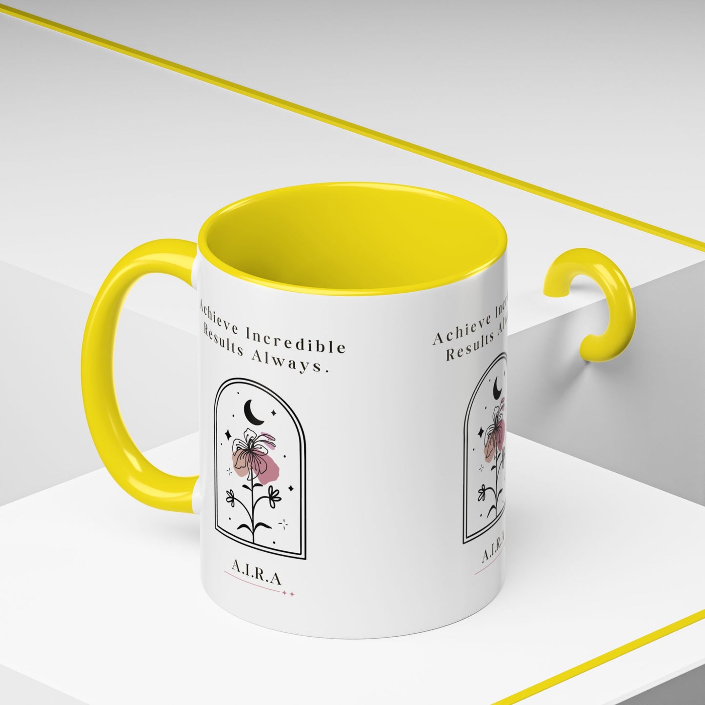 Personalized Initial Floral Moon Accent Coffee Mug