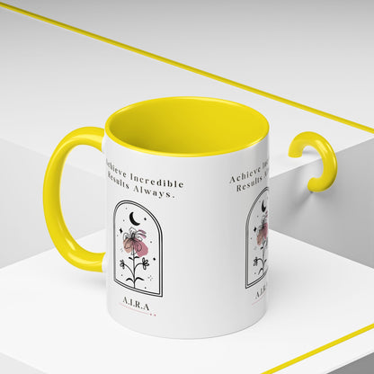 Personalized Initial Floral Moon Accent Coffee Mug