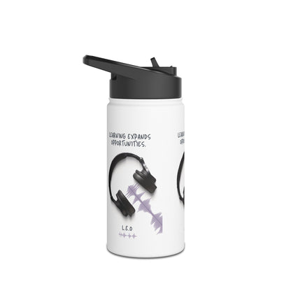 Personalized Initial Quote Headphones Stainless Steel Water Bottle