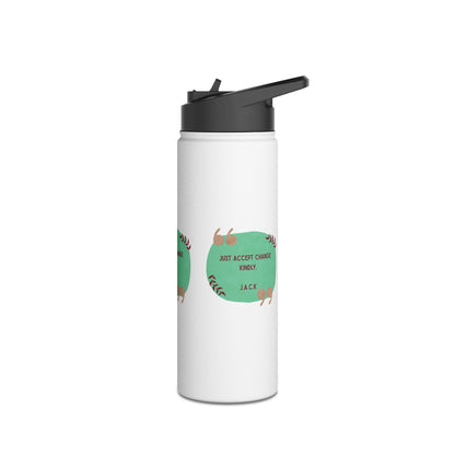 Personalized Initial Quote Oval Note Stainless Steel Water Bottle