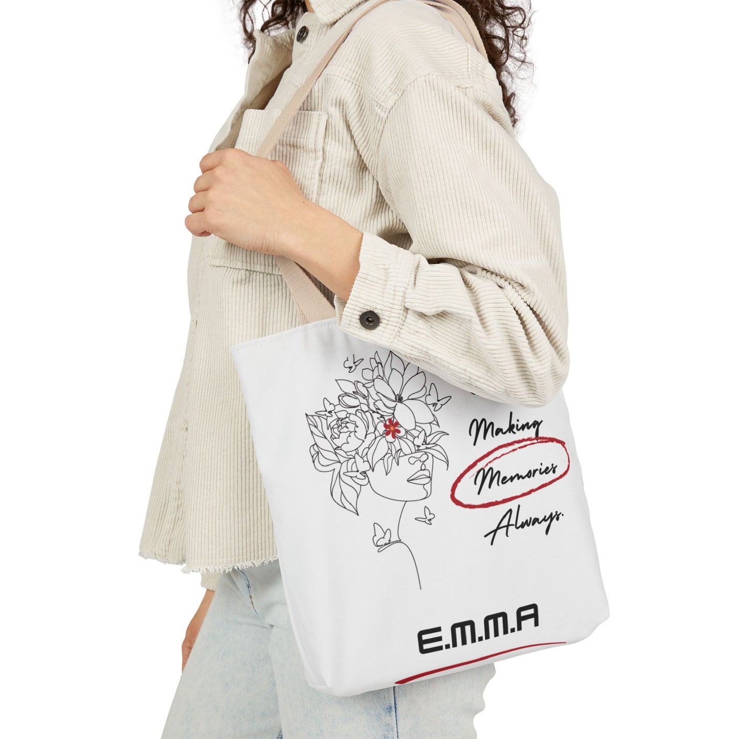 Personalized Initial Quote Floral Girl Canvas Tote Custom Name