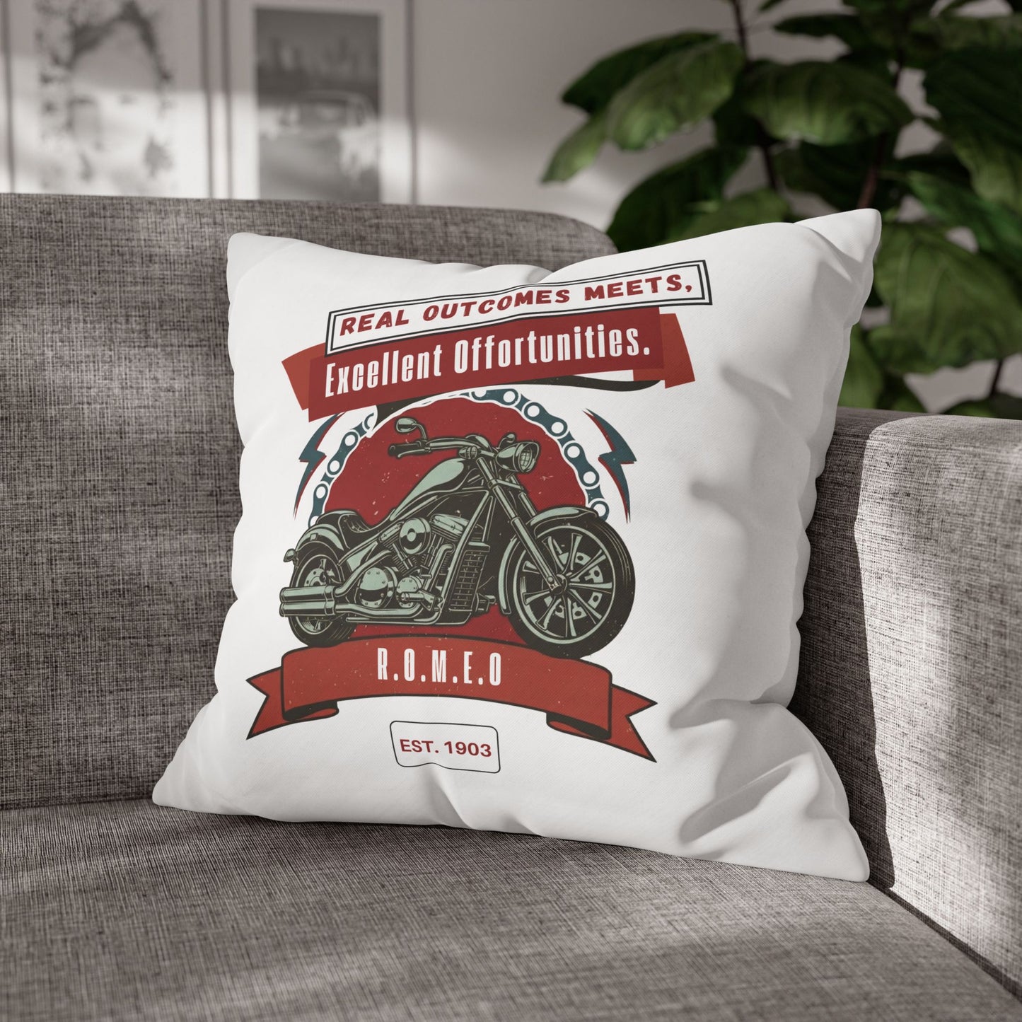 Personalized Initial Quote Motorcycle — Custom Sayings on Square Poly Canvas Pillowcase
