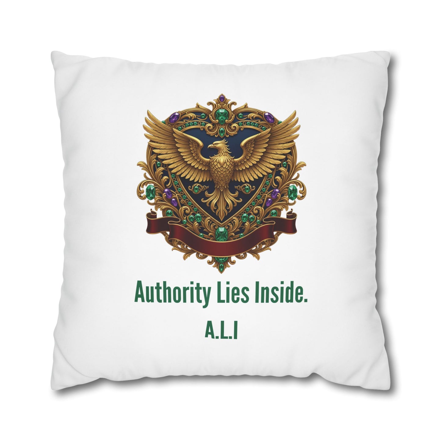 Personalized Initial Quote Eagle — Custom Sayings on Square Poly Canvas Pillowcase
