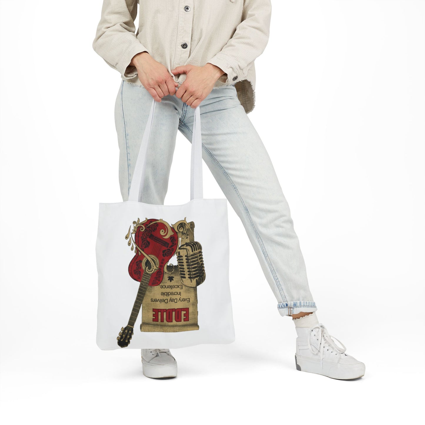 Personalized Initial Quote Guitar Canvas Tote Custom Name