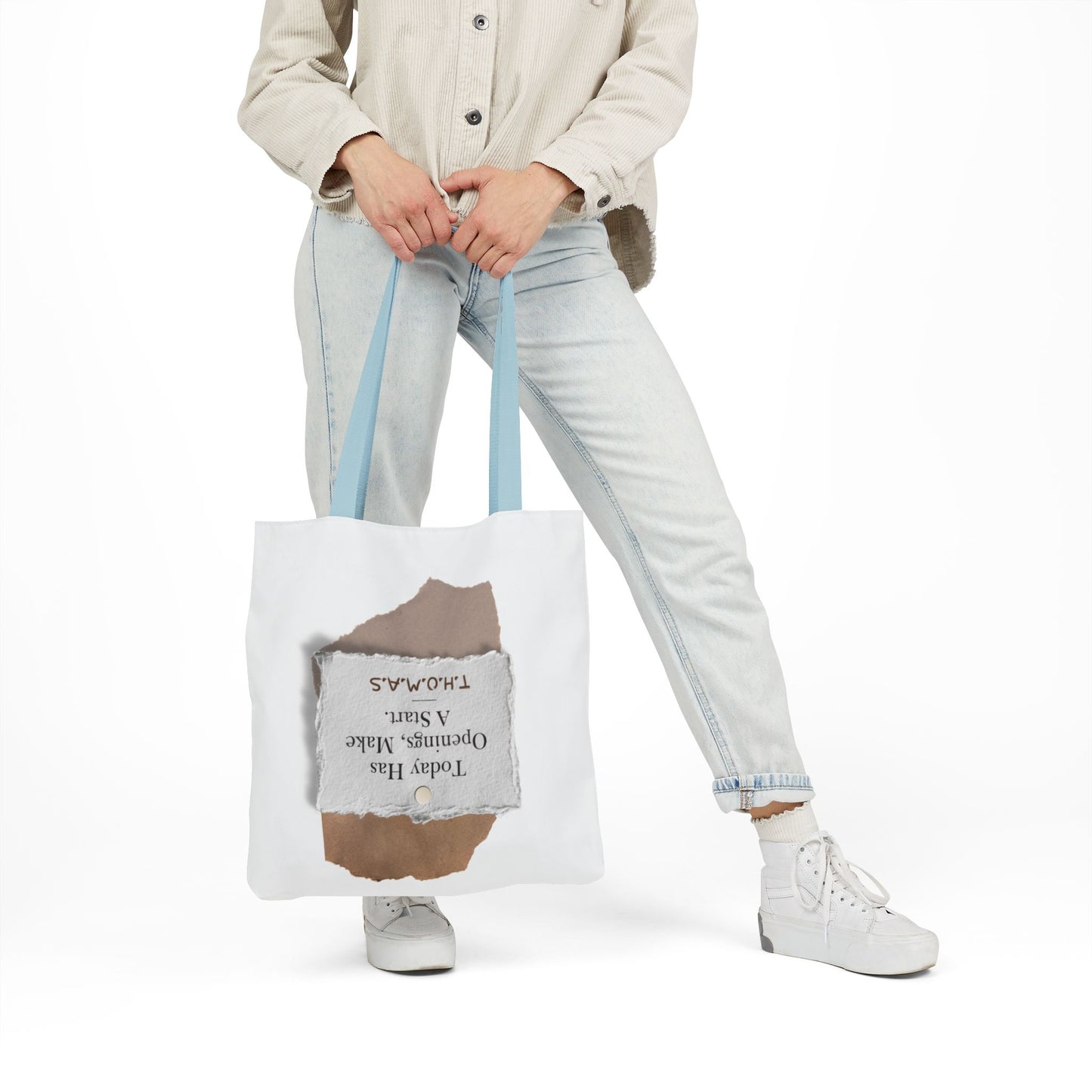 Personalized Initial Quote Torn Paper Canvas Tote Custom Name