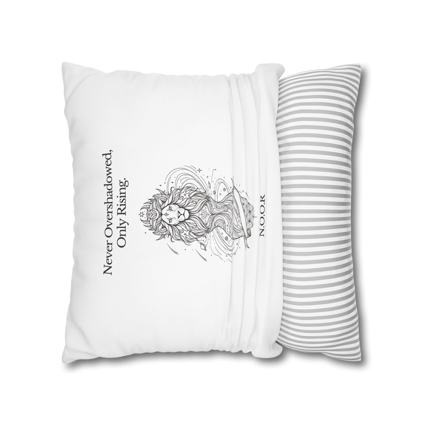 Personalized Initial Quote Girl Lion — Custom Sayings on Square Poly Canvas Pillowcase