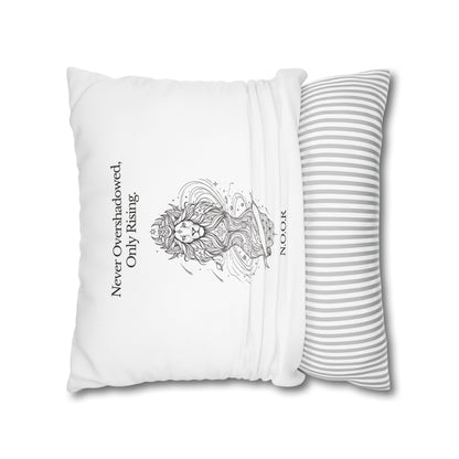 Personalized Initial Quote Girl Lion — Custom Sayings on Square Poly Canvas Pillowcase