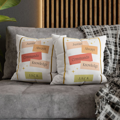 Personalized Initial Quote Pastel Inspirational — Custom Sayings on Square Poly Canvas Pillowcase