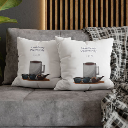 Personalized Initial Quote Coffee and Sunglasses — Custom Sayings on Square Poly Canvas Pillowcase