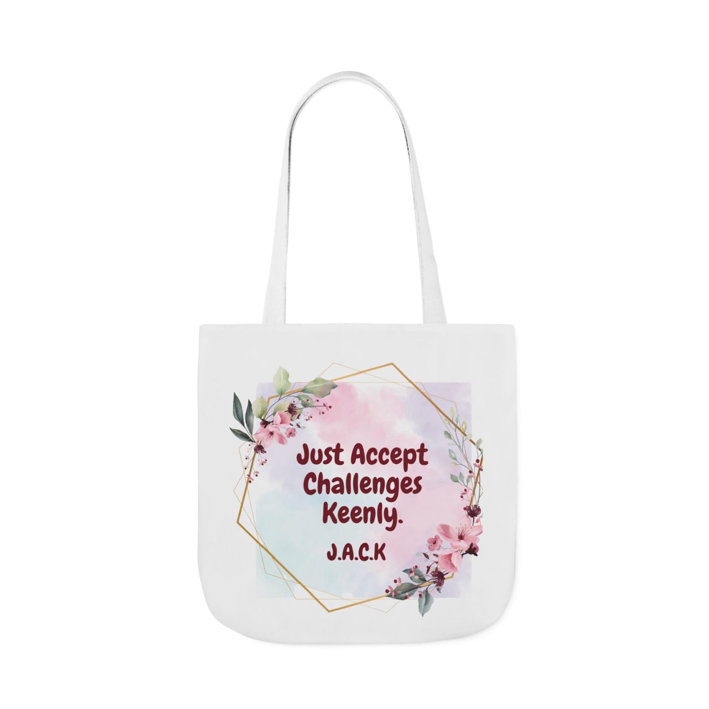 Personalized Initial Quote Floral Frame Canvas Tote Custom Name