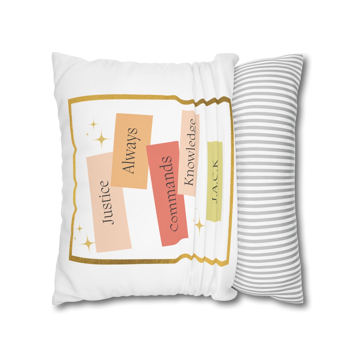 Personalized Initial Quote Pastel Inspirational — Custom Sayings on Square Poly Canvas Pillowcase