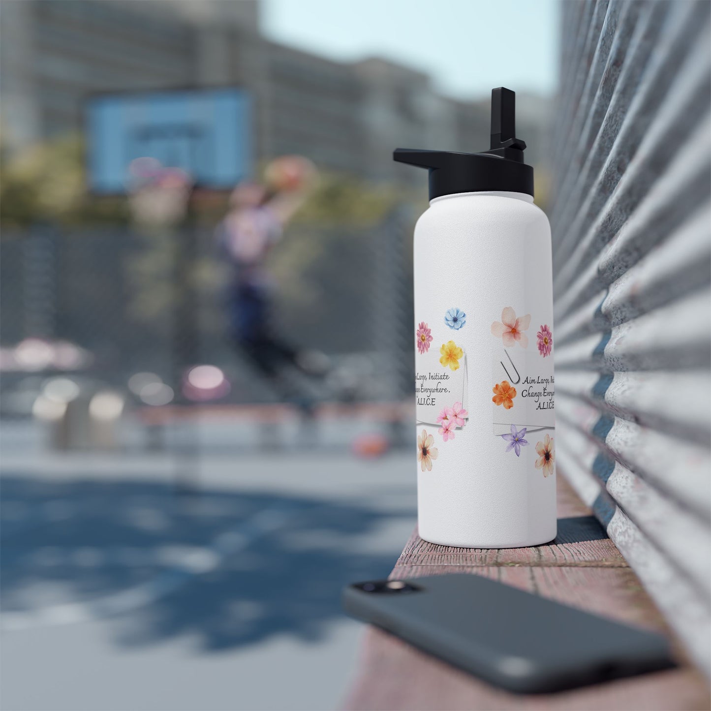 Personalized Initial Quote Note Clip Stainless Steel Water Bottle