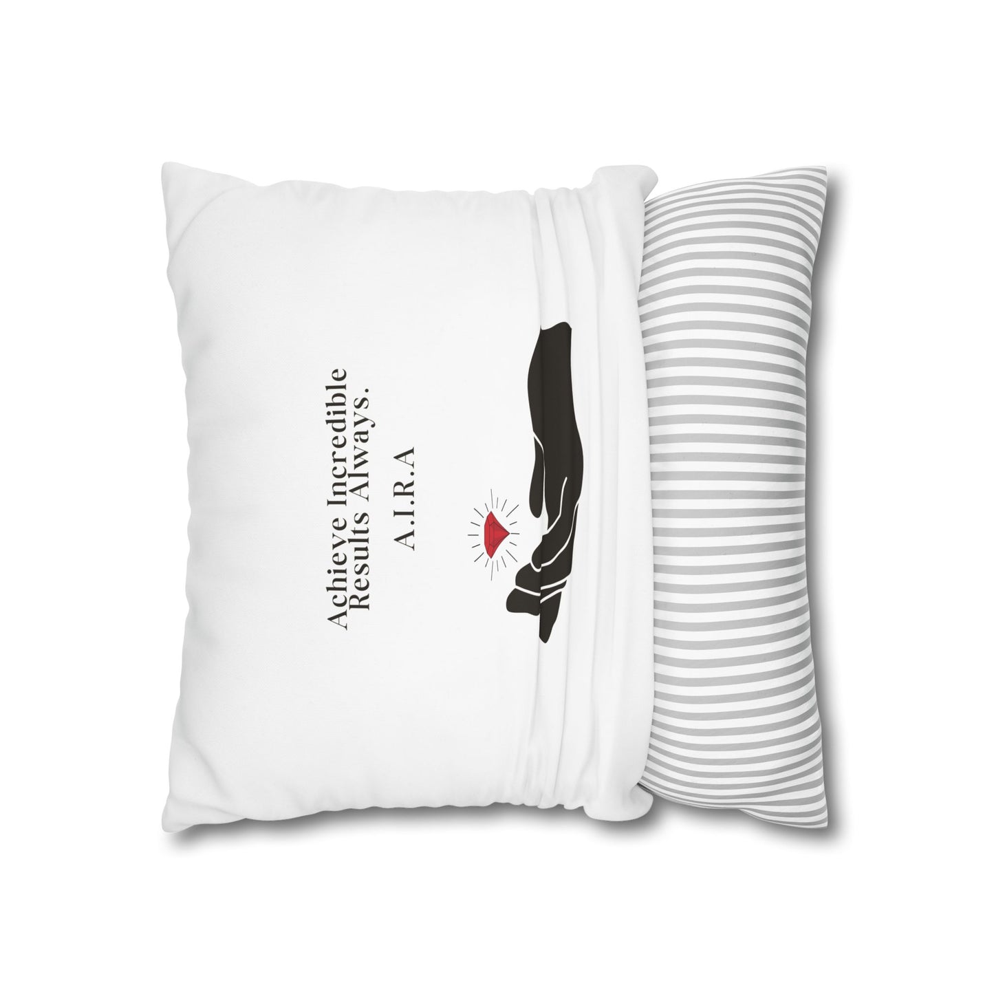 Personalized Initial Quote Gem Hand — Custom Sayings on Square Poly Canvas Pillowcase