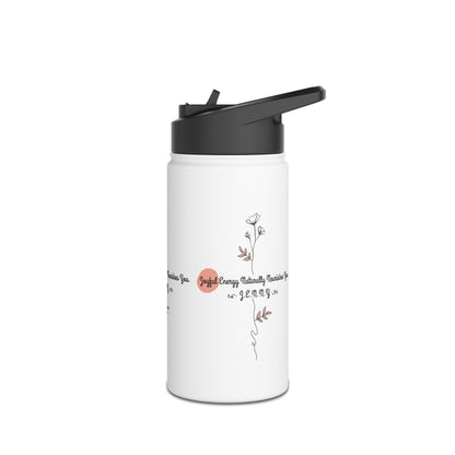 Personalized Initial Quote Floral Minimalist Stainless Steel Water Bottle